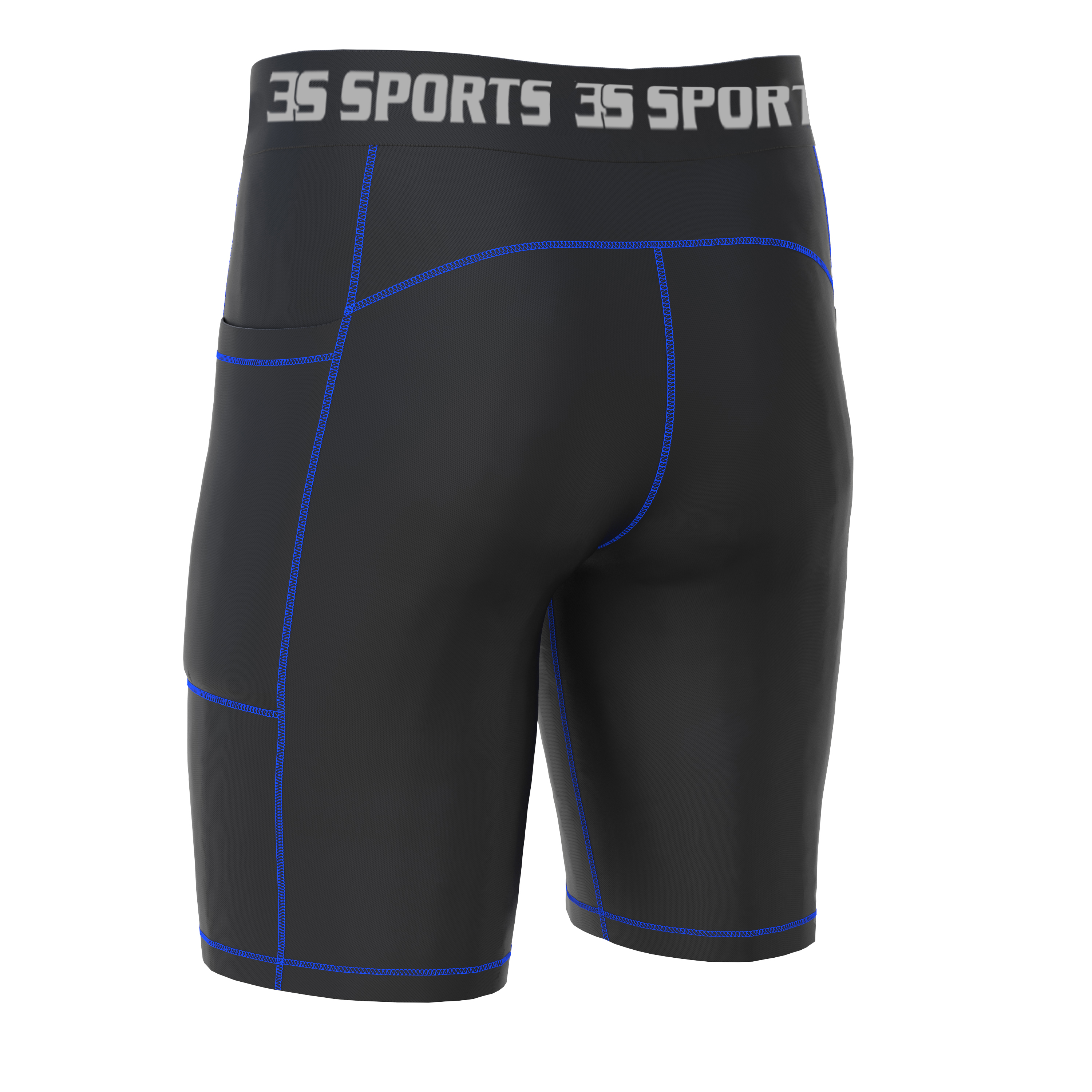 Gym Fitness Compression Wear #Compression Short2_Blue_01